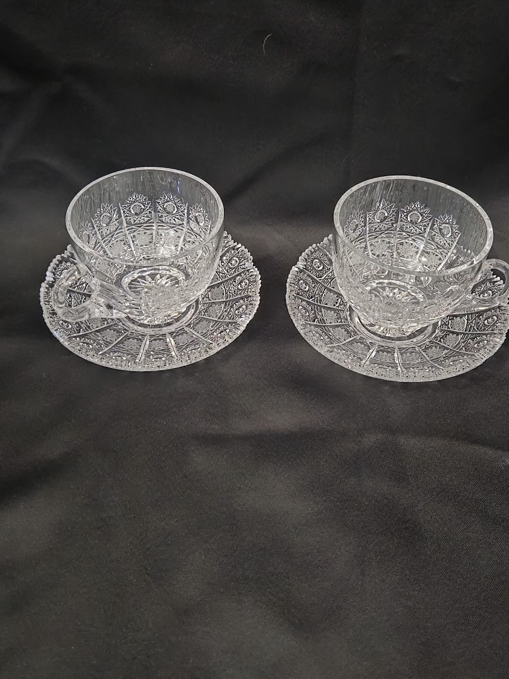 Vintage 1980s Czech Bohemia Queen's Lace 500PK Crystal Cups & Saucers set